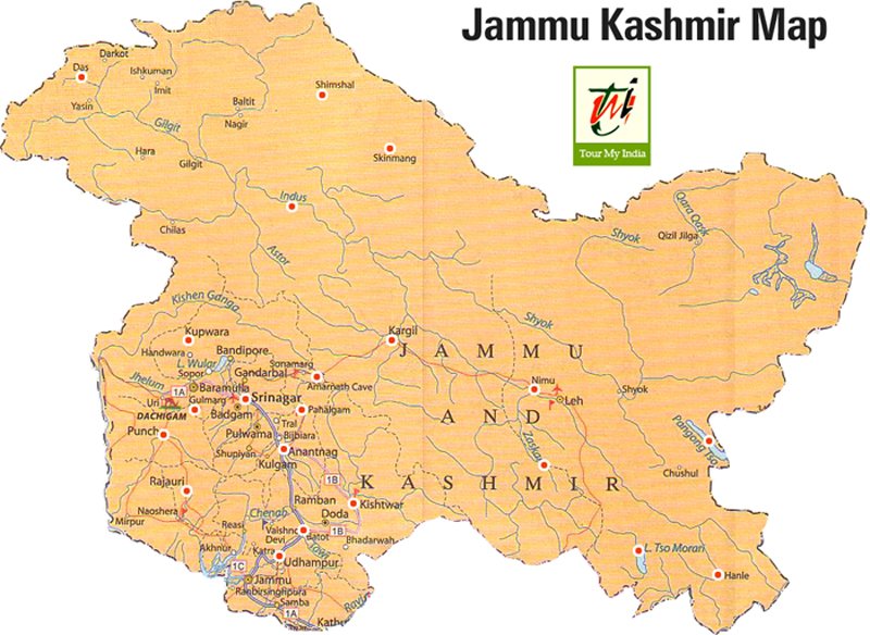 Tourist Map of Jammu and Kashmir to Travel in J&K