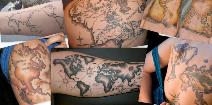 Buy Compass Fake Tattoo World Map Tattoo Hand Drawn Fine Line Online in  India  Etsy